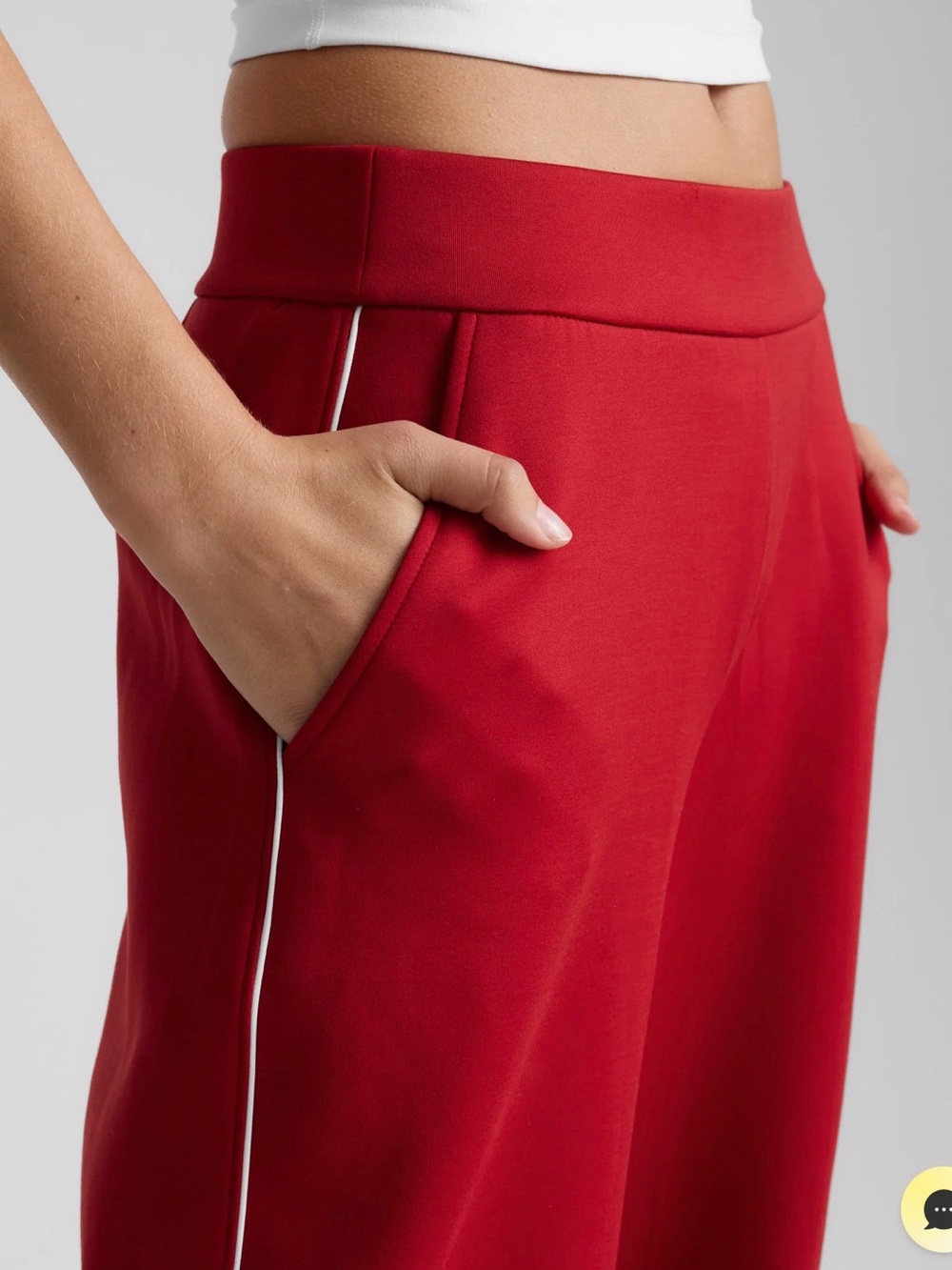Beyond Yoga red piped wide leg pant with Side Stripe New XS